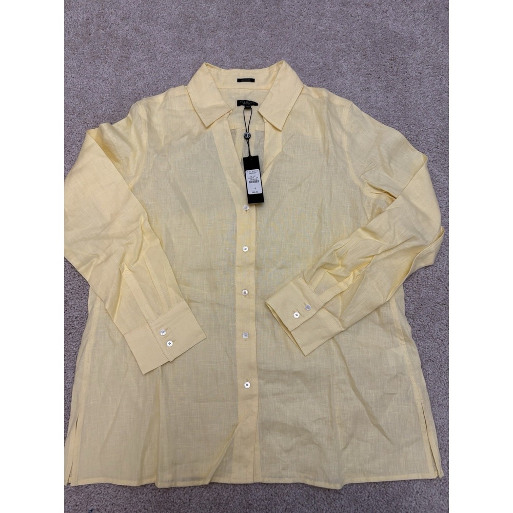 Talbots Light Yellow Button-Down Linen Blend Shirt